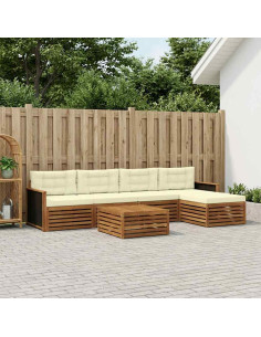 Set di divani da esterno 6 pcs Naturale e Crema 79 x 79 x 37 cm