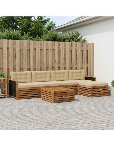 Set di divani da esterno 6 pcs Naturale e Beige 79 x 79 x 37 cm