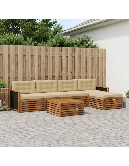 Set di divani da esterno 6 pcs Naturale e Beige 79 x 79 x 37 cm