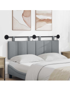 Testiera sospesa Con luce LED Grigio Chiaro Tessuto