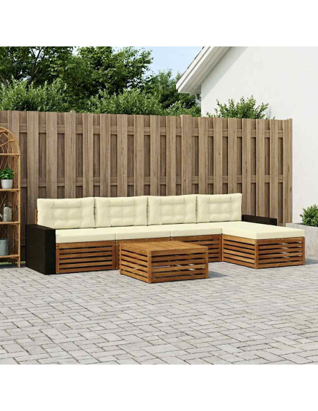 Set di divani da esterno 6 pcs Naturale e Crema 79 x 79 x 37 cm