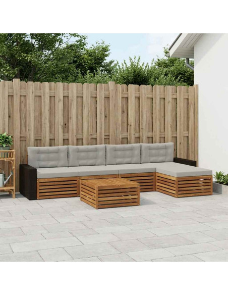 Set di divani da esterno 6 pcs Naturale e Grigio Chiaro