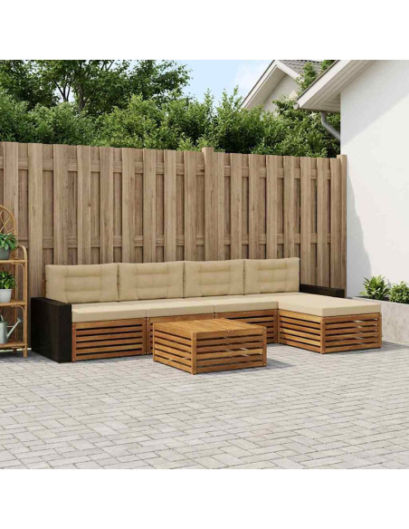 Set di divani da esterno 6 pcs Naturale e Beige 79 x 79 x 37 cm