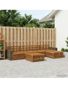 Set di divani da esterno 6 pcs Naturale 79 x 79 x 37 cm