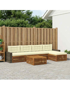 Set di divani da esterno 6 pcs Naturale e Crema 79 x 79 x 37 cm