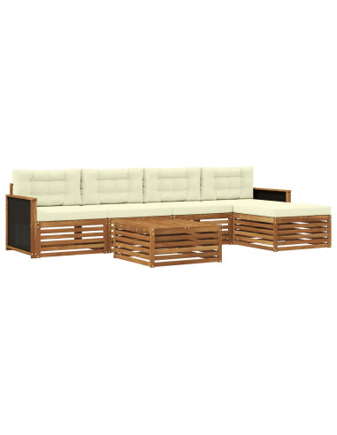 Set di divani da esterno 6 pcs Naturale e Crema 79 x 79 x 37 cm