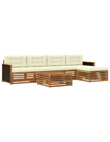 Set di divani da esterno 6 pcs Naturale e Crema 79 x 79 x 37 cm