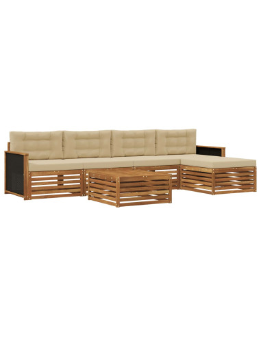 Set di divani da esterno 6 pcs Naturale e Beige 79 x 79 x 37 cm