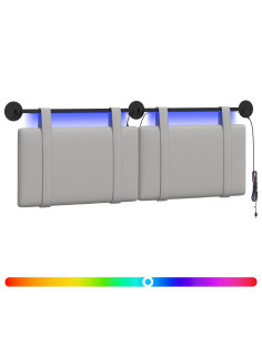 Testiera sospesa Con luce LED Grigio Nuvola Tessuto 2