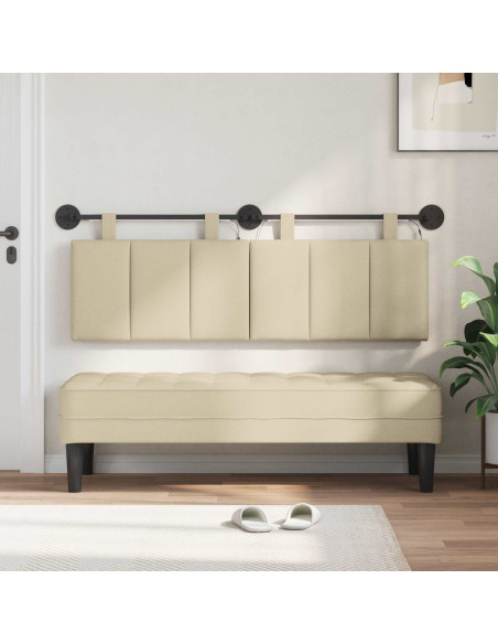 Testiera sospesa Con luce LED Crema Tessuto