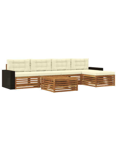 Set di divani da esterno 6 pcs Naturale e Crema 79 x 79 x 37 cm