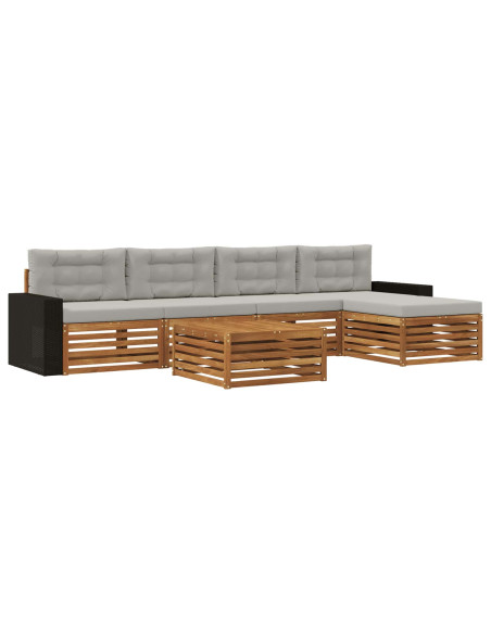 Set di divani da esterno 6 pcs Naturale e Grigio Chiaro