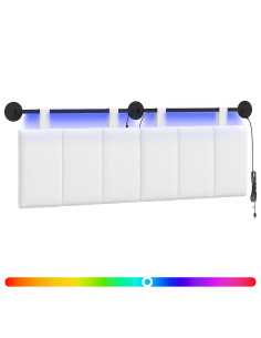 Testiera sospesa Con luce LED Bianco Tessuto 2