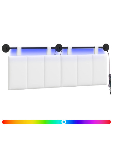 Testiera sospesa Con luce LED Bianco Tessuto