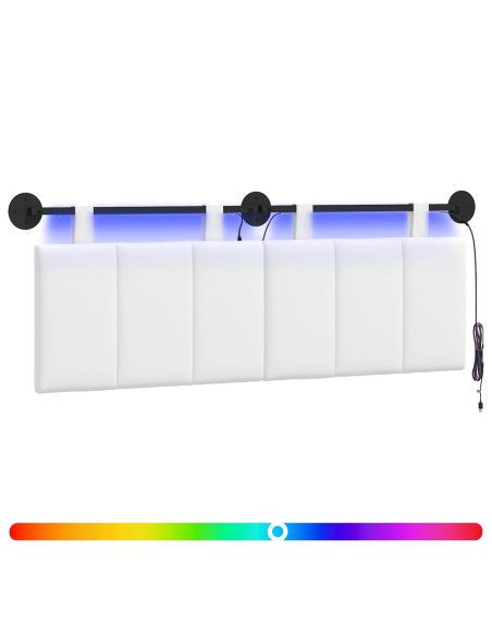 Testiera sospesa Con luce LED Bianco Tessuto