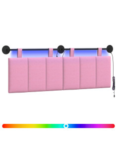 Testiera sospesa Con luce LED Rosa Tessuto 2