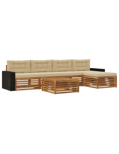 Set di divani da esterno 6 pcs Naturale e Beige 79 x 79 x 37 cm 2