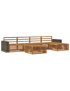 Set di divani da esterno 6 pcs Naturale 79 x 79 x 37 cm 2