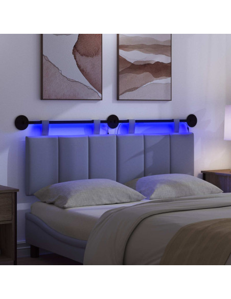 Testiera sospesa Con luce LED Blu jeans Tessuto