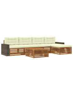 Set di divani da esterno 6 pcs Naturale e Crema 79 x 79 x 37 cm 2
