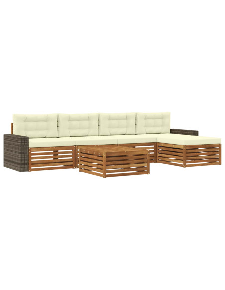 Set di divani da esterno 6 pcs Naturale e Crema 79 x 79 x 37 cm