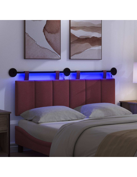 Testiera sospesa Con luce LED Rosso Vino Tessuto