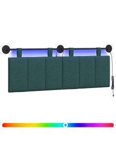 Testiera sospesa Con luce LED Verde Scuro Tessuto 2