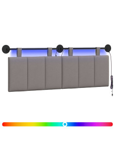 Testiera sospesa Con luce LED Tortora Tessuto 2
