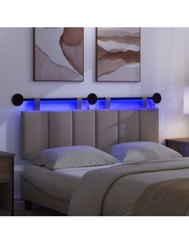 Testiera sospesa Con luce LED Tortora Tessuto