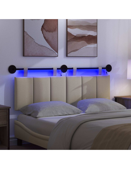 Testiera sospesa Con luce LED Crema Tessuto