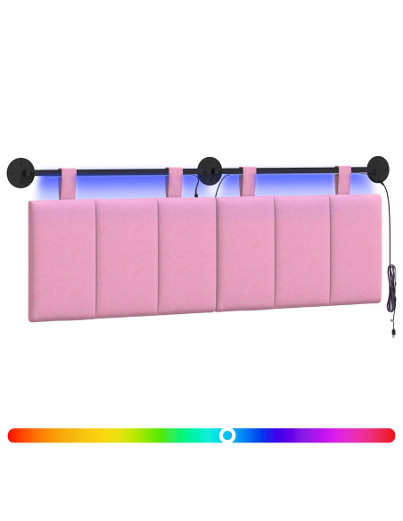 Testiera sospesa Con luce LED Rosa Tessuto