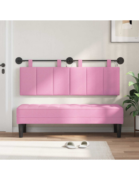 Testiera sospesa Con luce LED Rosa Tessuto