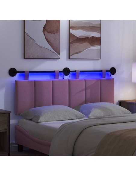 Testiera sospesa Con luce LED Rosa Tessuto