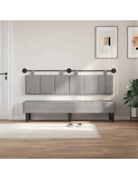 Testiera sospesa Con luce LED Grigio Nuvola Tessuto