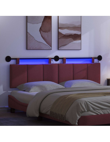 Testiera sospesa Con luce LED Rosso Vino Tessuto