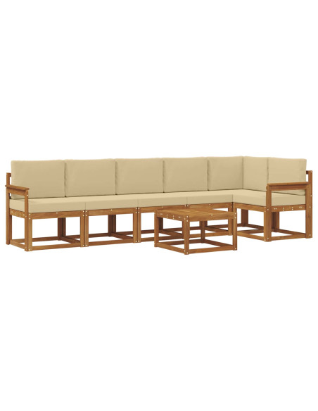 Set di divani da esterno con cuscino 7 pcs Naturale e Beige