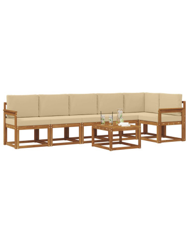 Set di divani da esterno con cuscino 7 pcs Naturale e Beige