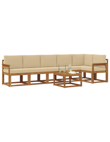 Set di divani da esterno con cuscino 7 pcs Naturale e Beige