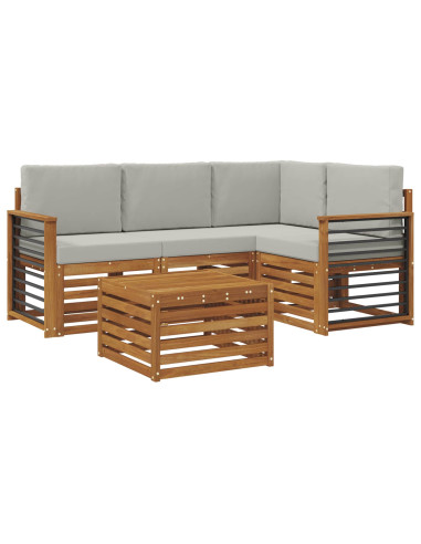 Set di Mobili 5 pcs Grigio Naturale e Chiaro Legno multistrato