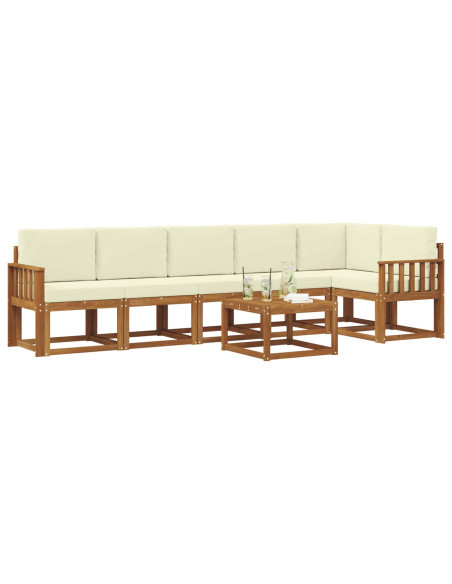 Set di divani da esterno con cuscino 7 pcs Naturale e Crema