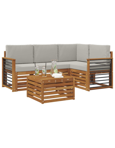 Set di Mobili 5 pcs Grigio Naturale e Chiaro Legno multistrato
