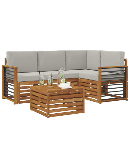 Set di Mobili 5 pcs Grigio Naturale e Chiaro Legno multistrato