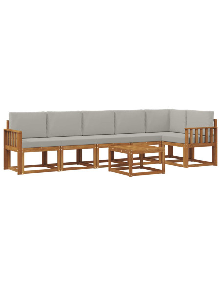Set di divani da esterno 7 pcs Grigio Naturale e Chiaro