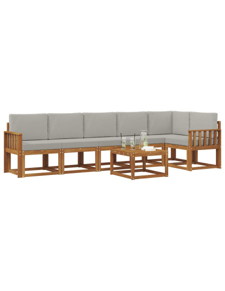 Set di divani da esterno 7 pcs Grigio Naturale e Chiaro