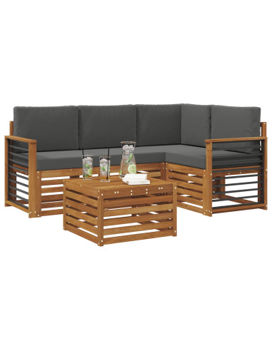 Set di Mobili 5 pcs Naturale e Antracite Legno multistrato