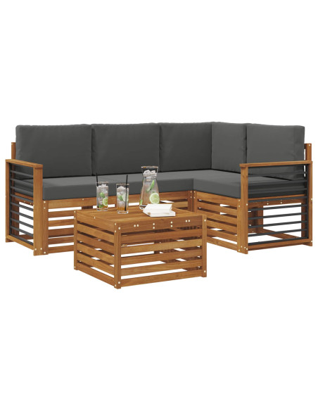 Set di Mobili 5 pcs Naturale e Antracite Legno multistrato