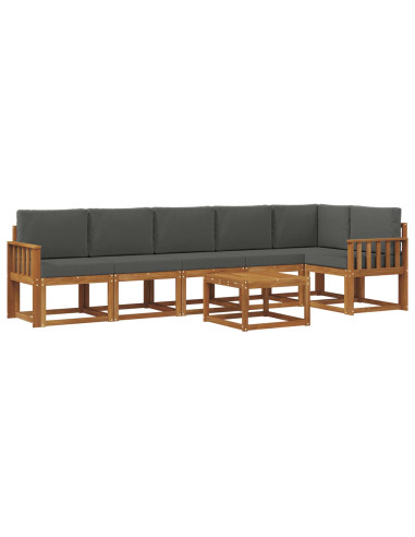 Set di divani da esterno con cuscino 7 pcs Naturale e Antracite