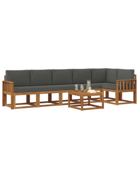 Set di divani da esterno con cuscino 7 pcs Naturale e Antracite