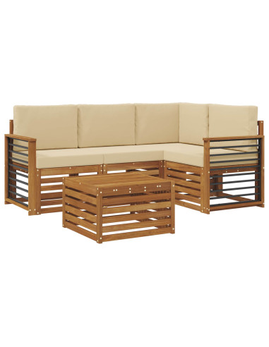 Set di Mobili 5 pcs Naturale e Beige Legno multistrato