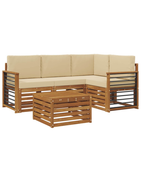Set di Mobili 5 pcs Naturale e Beige Legno multistrato